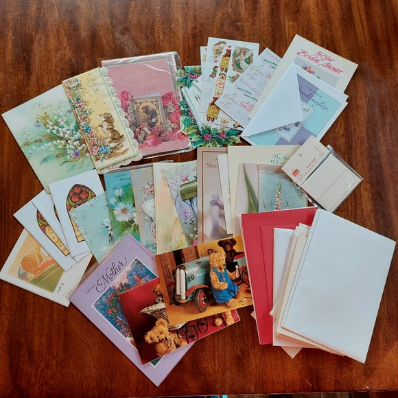 Vintage Greeting Cards Lof 20+ Ephemera NOS Unused Various Occasions - Picture 1 of 8